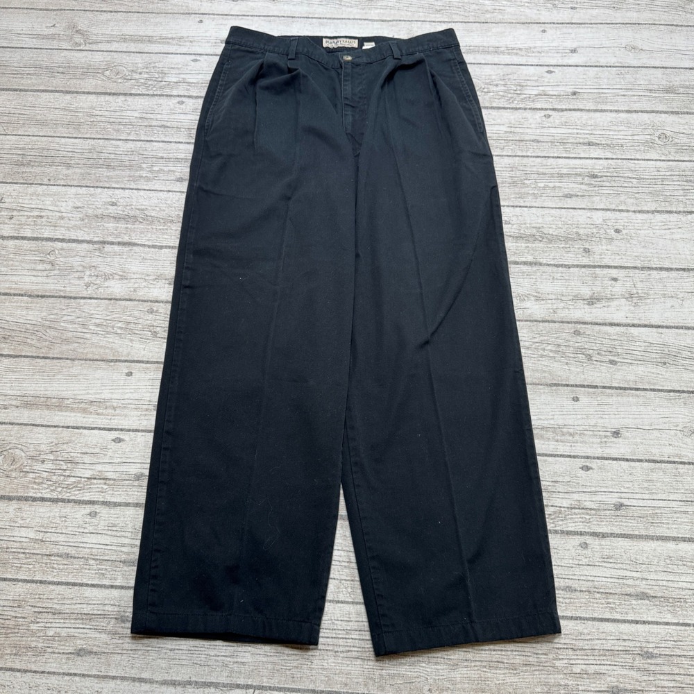 Y2K Old Navy Khakis Pants Men's 33x32 Black Wide Leg Baggy Cotton Chino Trousers